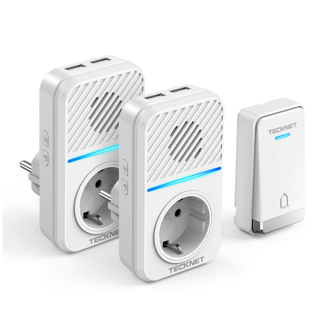 TECKNET Kabellose Türklingel, 400 m, kabellose Türklingel, selbstversorgt, IP65, wasserdicht, elektr