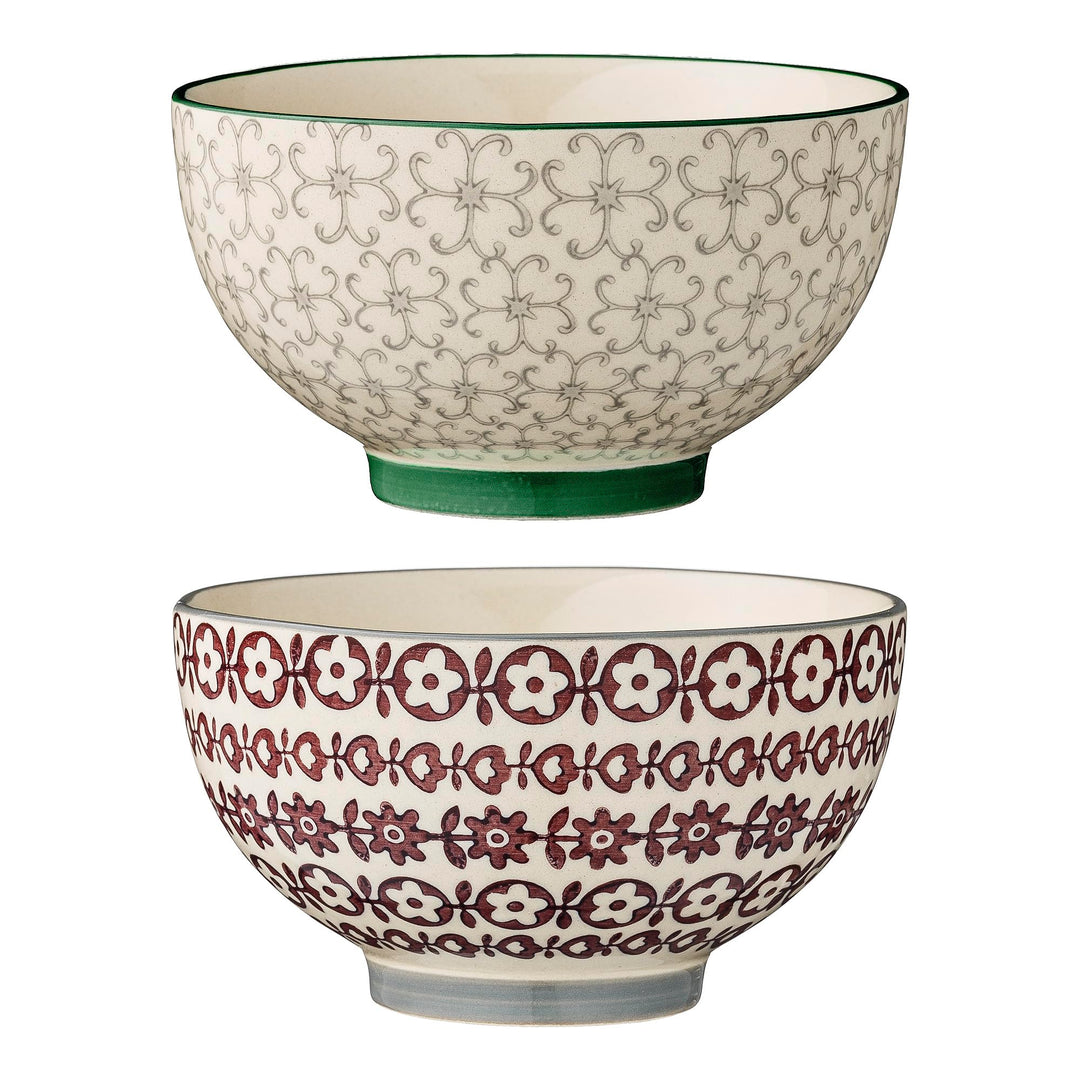 Bloomingville 21100612 SCH 2-Set, Porzellan, Grün, Aubergine