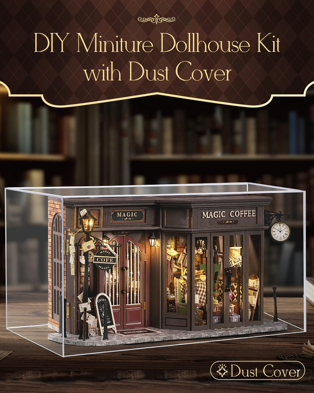 CUTEBEE DIY Miniature House,Puppenhaus Miniatur Haus Selber Bauen Kit Plus Staubschutzhülle,Modellba