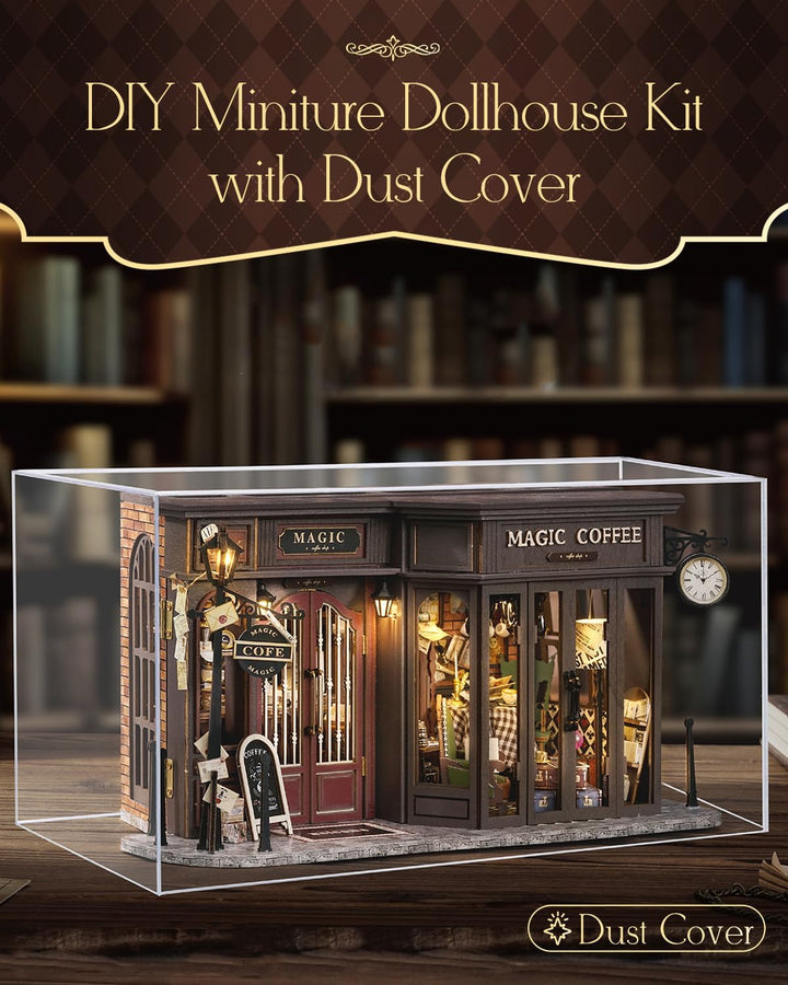 CUTEBEE DIY Miniature House,Puppenhaus Miniatur Haus Selber Bauen Kit Plus Staubschutzhülle,Modellba