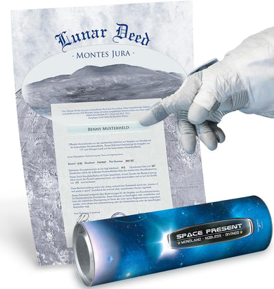 Mondgrundstück Geschenk Space Present | Mond Besitzurkunde mit Wunschname | originelles für Geburtst