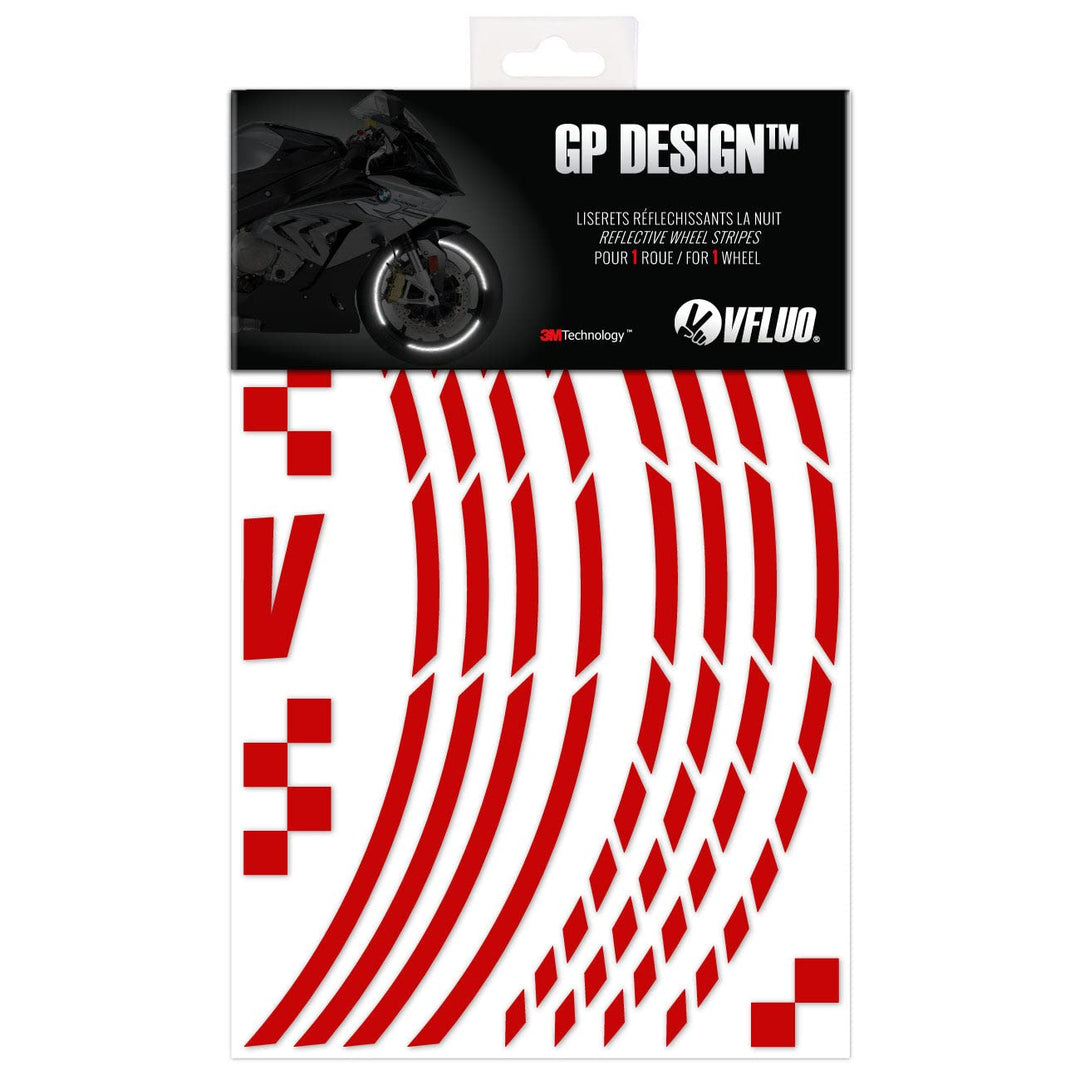 VFLUO - Kit Reflektierende Felgenrandaufkleber GP Motorrad, Aufkleber für 1 Rad 3M™-Technologie™, 36