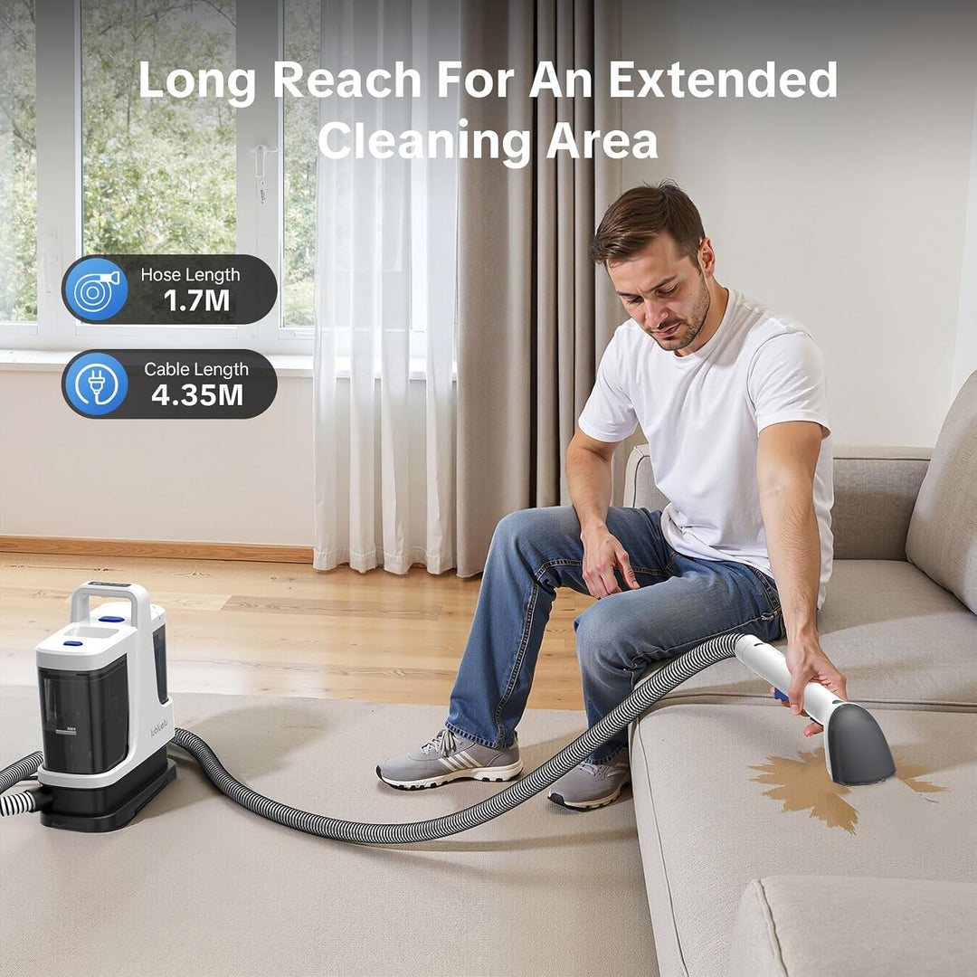 Lubluelu V9 Multi-Purpose Portable Carpet &amp; Upholstery Spot Steam Cleaner, 22000Pa Suction, Four Cle