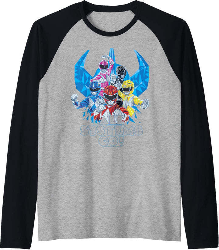 Power Rangers Megazord Retro Helmet Polygon Style Raglan