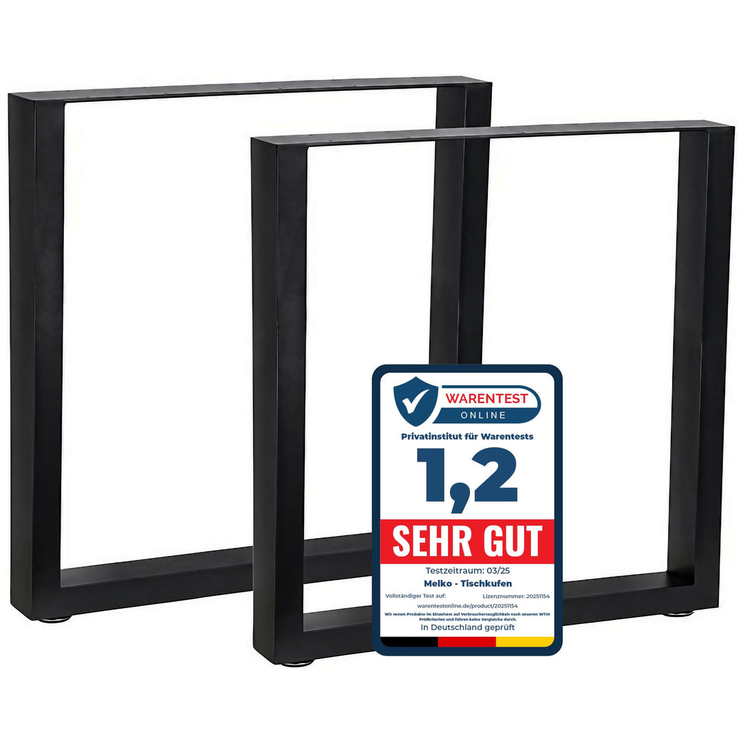 Melko 2er Set Tischbeine aus Stahl 70 x 72 cm Tischkufen Vierkantrohr Tischuntergestell Industrie Lo