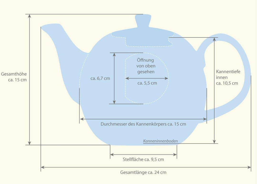 tea4chill Buchensee Porzellan Kanne 1,5 Liter. Elegante Teekanne/Kaffeekanne aus Fine Bone China mit