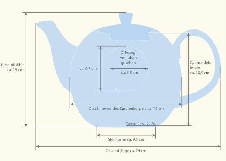 tea4chill Buchensee Porzellan Kanne 1,5 Liter. Elegante Teekanne/Kaffeekanne aus Fine Bone China mit