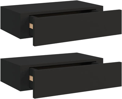 MNISDFL Wanddeko Wohnzimmer Badregal Schweberegal Wand-Schubladenregale 2 STK. Schwarz 40x23,5x10 cm