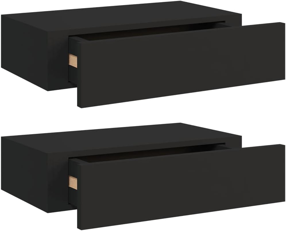 Schubladenregal 40x23,5x10 cm 2 Pcs MDF, Metall Schwarz Wandschrank Mit Schublade Mit Schublade Wand