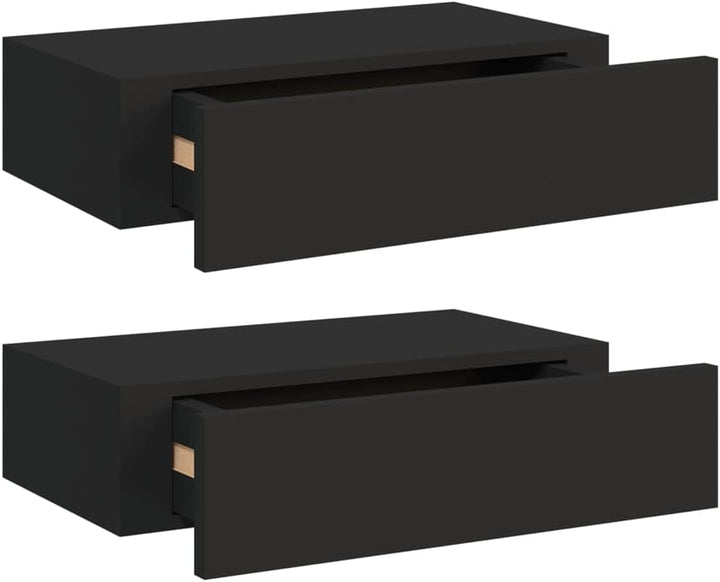 Schubladenregal 40x23,5x10 cm 2 Pcs MDF, Metall Schwarz Wandschrank Mit Schublade Mit Schublade Wand