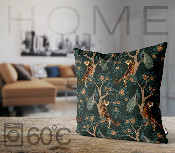VOID Pfau und Tiger Kissenbezug Kissenhülle Sofakissen Kissen Deko Outdoor-Kissen Dekokissen, Kissen