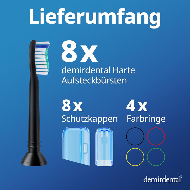 8er demirdental Ersatzbürsten passend für Philips Sonicare, Harte Aufsätze & Aufsteckbürsten, harte