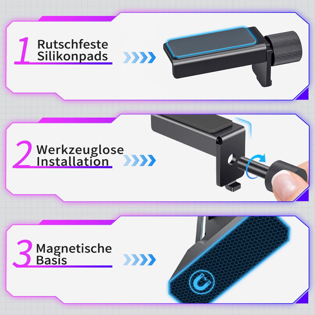 X7-Pro Grafikkarten-Halterung mit CPU/GPU-Display, ARGB, Schwarz