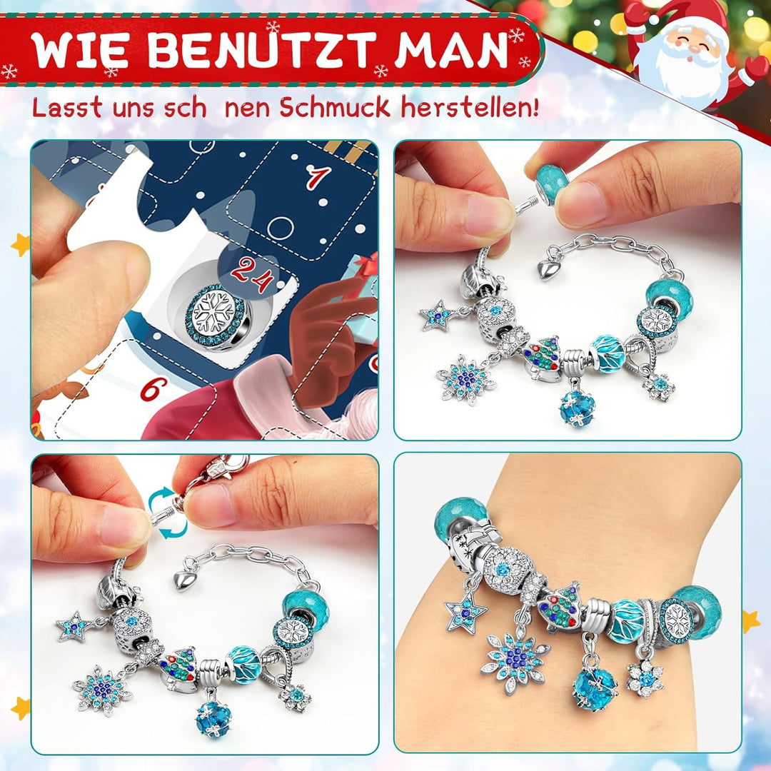 KAZATE Adventskalender 2023 Kinder Mädchen, Weihnachtskalender Schmuck für Frauen, 24 Füllung Bastel