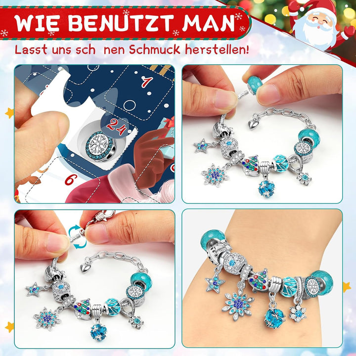 KAZATE Adventskalender 2023 Kinder Mädchen, Weihnachtskalender Schmuck für Frauen, 24 Füllung Bastel