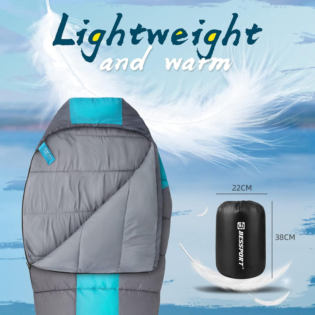 Bessport Schlafsack Outdoor Mumienschlafsack 3 Saison Klein und Ultraleicht Erwachsene Schlafsack Wa