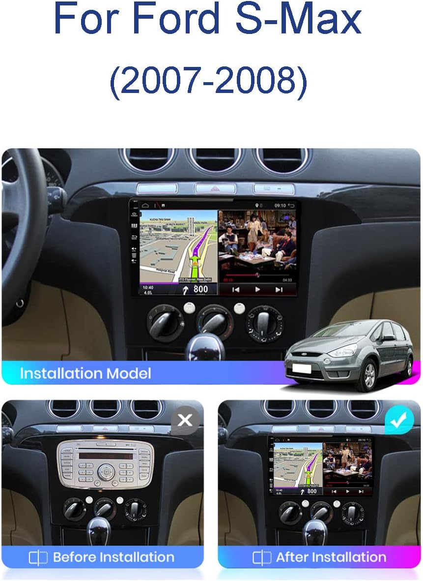 JOYX Android 10 Autoradio mit 2.5D Passt für Ford S-Max 2007-2008 - [2G+32G] - Rückfahrkamera Canbus