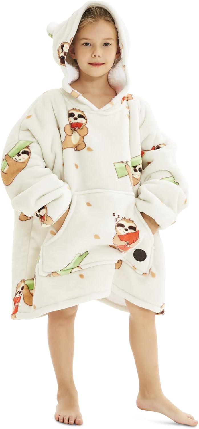 THREE POODLE Decken Hoodie Damen, Oversize Hoodie Decken Pullover Kuschelpullover für Damen Herren K