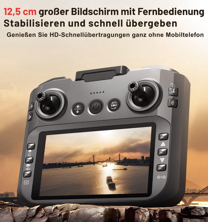 RC-Quadrocopter, (Drohne mit 12,5-cm HD-Display-Fernsteuerung, komplett geschütztem Propellerdesign)