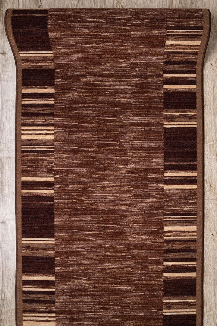 rugsx Antirutsch Teppichläufer Adagio braun - moderner Kurzflor für Küche, Flur & Wohnzimmer, Meterw