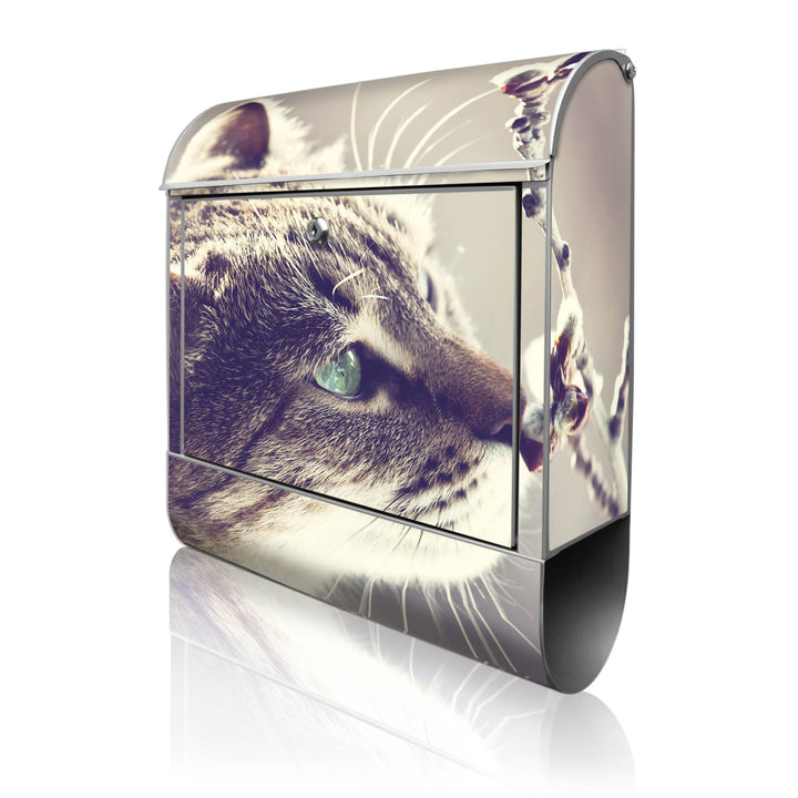 banjado® Design Briefkasten mit Motiv Weidenkätzchen 39x47x14cm &amp; 2 Schlüssel - Briefkasten Stahl Si