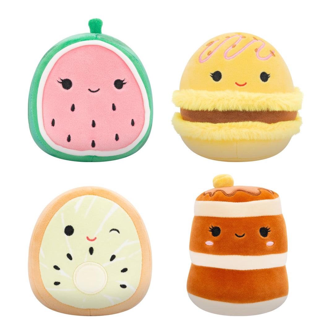Squishmallows SQCR06866-4er Pack Food Squad, je 12,5 cm superweiche Plüschfiguren, offizielles Jazwa