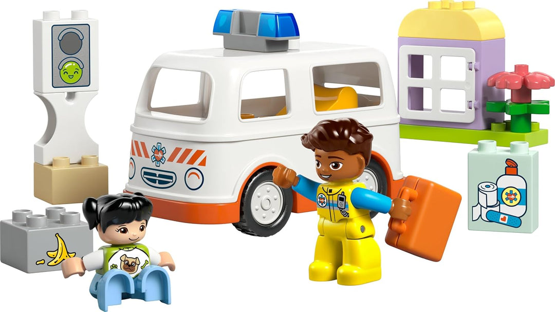 LEGO DUPLO Rettungswagen mit Fahrer, Lernspielzeug für fantasievolle Kleinkinder ab 2 Jahren, Rollen