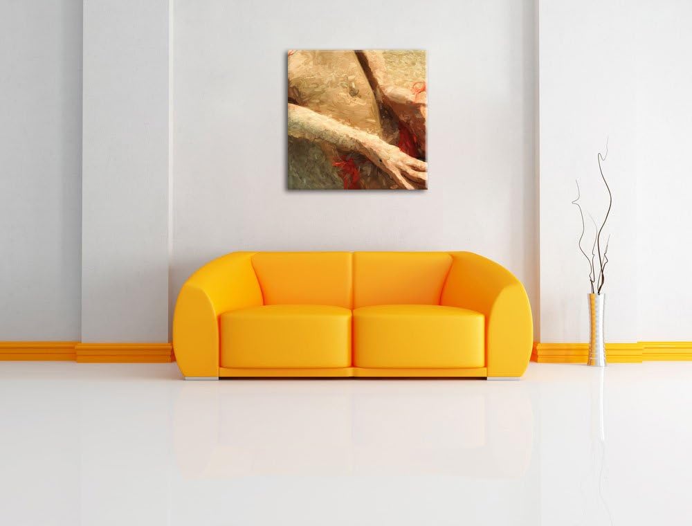 Pixxprint Sexy Frau im Bikini am Strand als Leinwandbild/Grösse: 70x70 cm/Wandbild/Kunstdruck/fertig