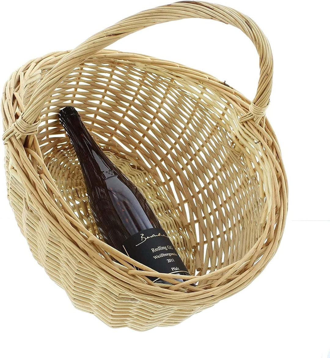 Dekoleidenschaft Bügelkorb Naturweiss aus weisser Vollweide, gross, Weidenkorb, Flechtkorb