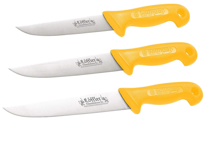 Löffler Schneidewaren Co. Schlachtmesser: 3er-Set Solinger Edelstahl-Metzgermesser, 6, 7 & 8 Zoll (S