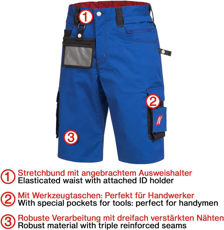 Nitras Motion TEX PRO FX Kurze Arbeitshose - Arbeits-Bermudas für Damen & Herren 50 Blau, 50 Blau