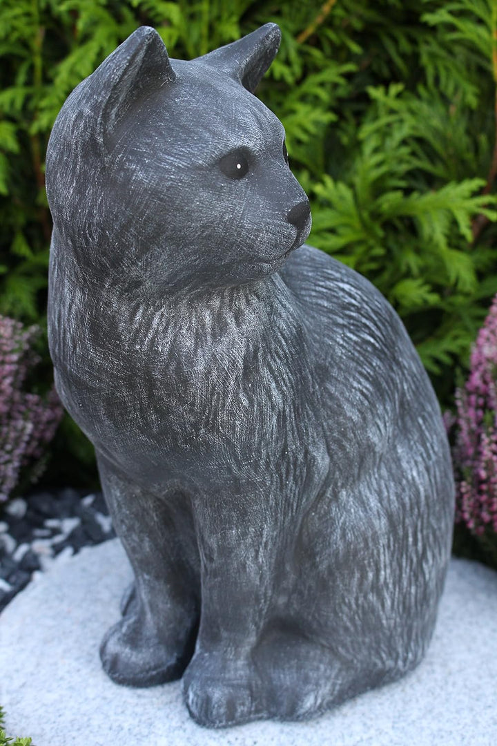 STEINFIGUREN SPICKER Steinfigur Katze gross, 179/1 Gartenfigur Steinguss Tierfigur Basaltgrau