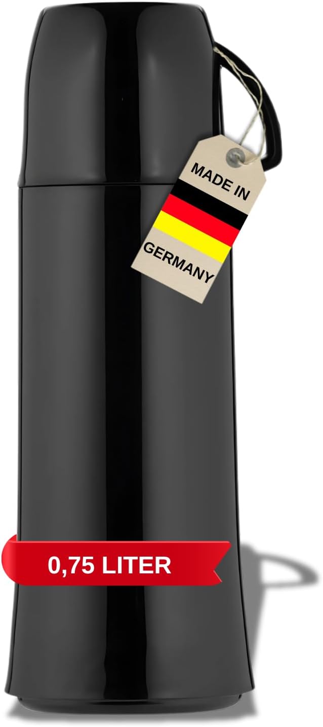 Helios Elegance Isolierflasche, Kunststoff, schwarz, 0,75 Liter 750 ml Schwarz, 750 ml Schwarz