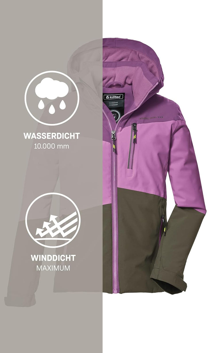Killtec Mädchen Kow 170 Grls Jckt Funktionsjacke mit Kapuze und Schneefang/Outdoorjacke ist wasserdi