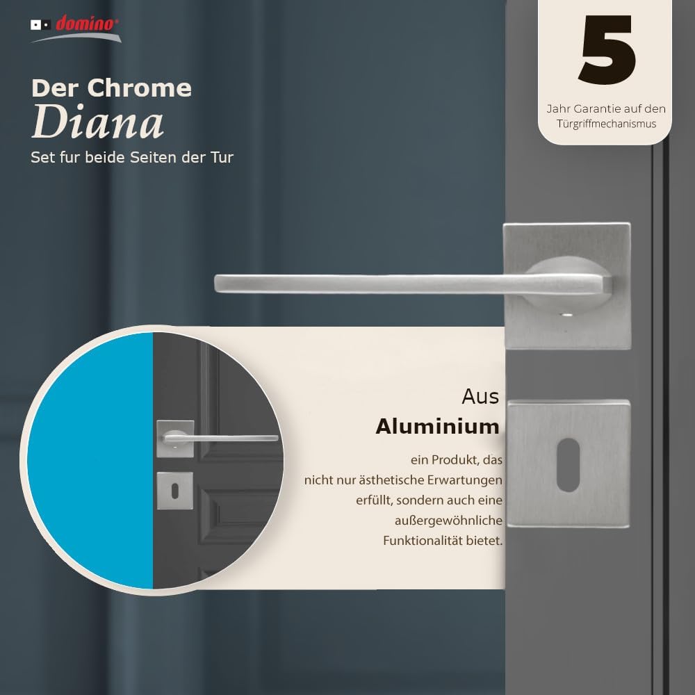 domino Türgriff DIANA-QR M6 BB-Buntbart Drückergarnitur für Zimmertüren Türdrücker-Set Rosetten-Garn