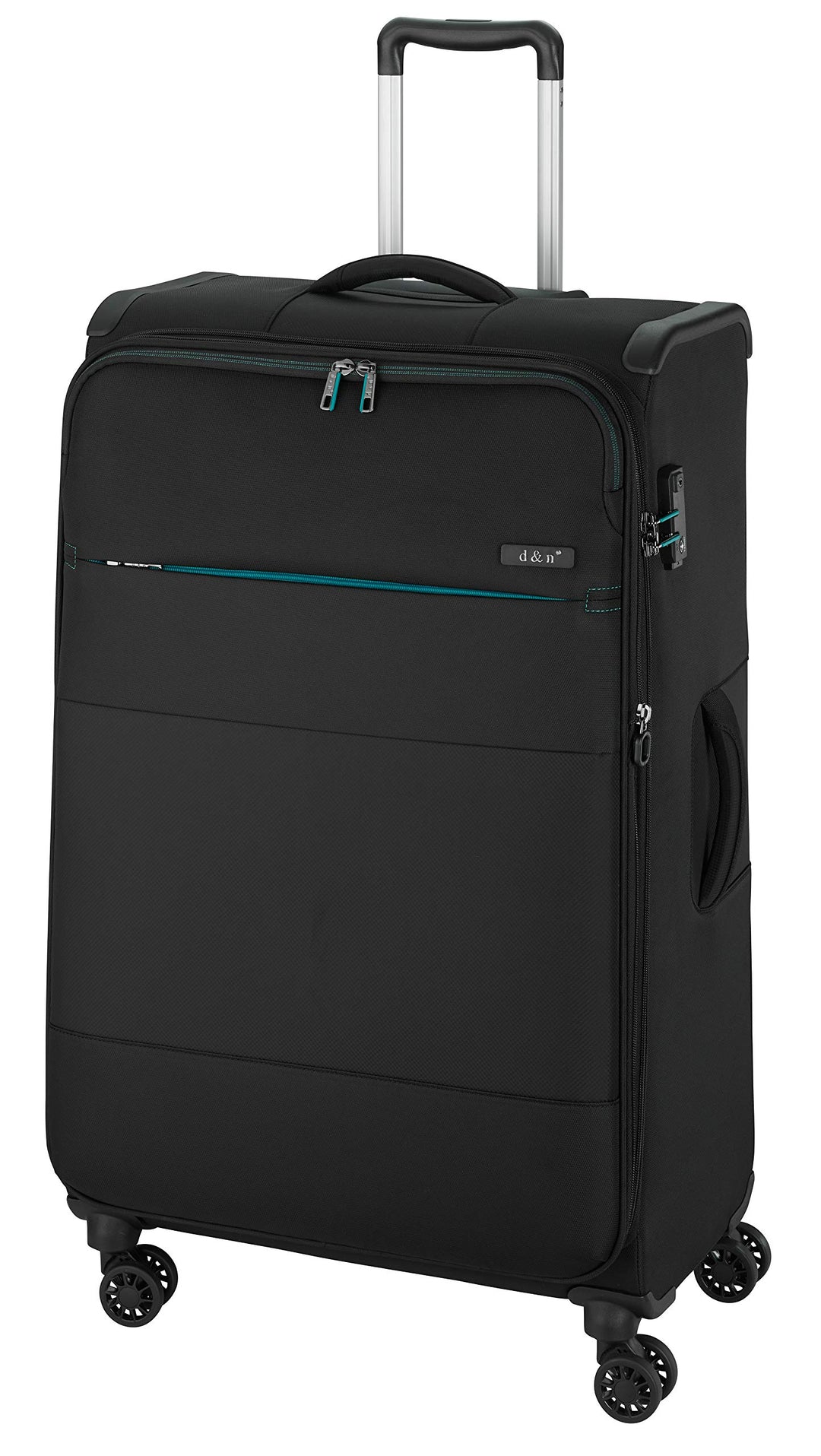 D & N Unisex 9074-01 Koffer Trolley 4 Rollen, schwarz, 1, Schwarz