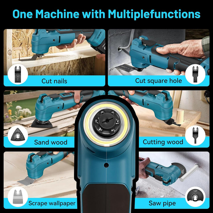 Multifunktionswerkzeug für Maa-kita 18V 21V Akku, 2× 4.0Ah Akku Multitool 6 Stufige +Automodus 8000–