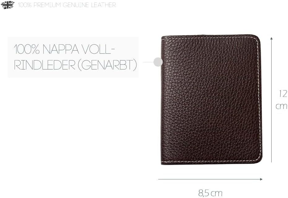 DELMON VARONE - Personalisierbares Notizblock Etui DIN A7 Premium Leder Soft Grain braun - Taschen M