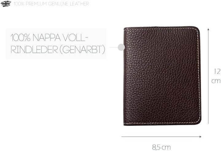 DELMON VARONE - Personalisierbares Notizblock Etui DIN A7 Premium Leder Soft Grain braun - Taschen M