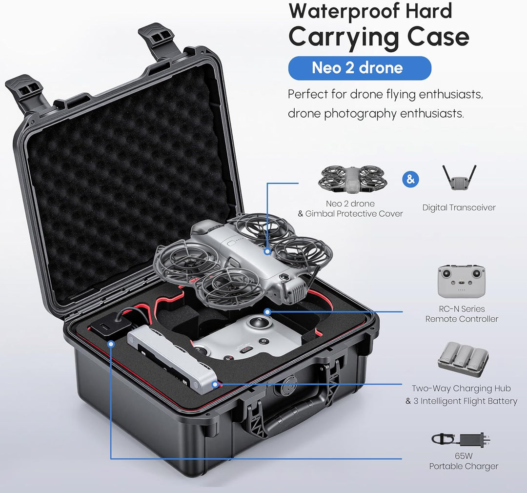 STARTRC Neo 2 Koffer,wasserdichte Hartschalen Tasche für DJI Neo 2 Fly More Combo Zubehör für RC-N C