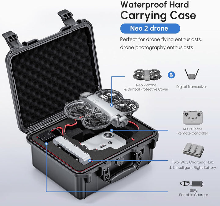 STARTRC Neo 2 Koffer,wasserdichte Hartschalen Tasche für DJI Neo 2 Fly More Combo Zubehör für RC-N C