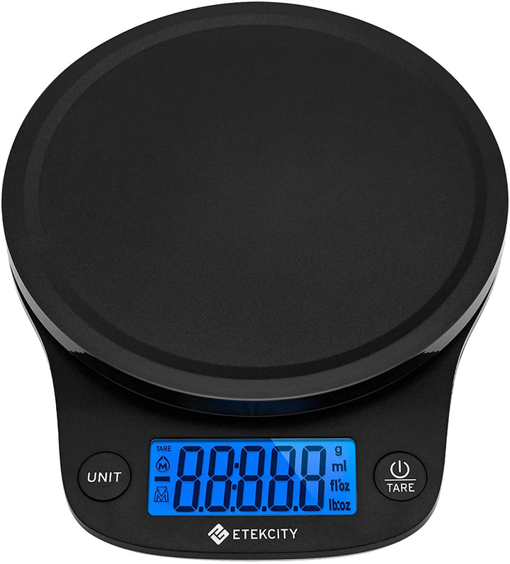 Etekcity Küchenwaage, digital 0,1g genau, 5kg Waage, Grosses LCD-Display, Präzisionswaage mit Tare-F