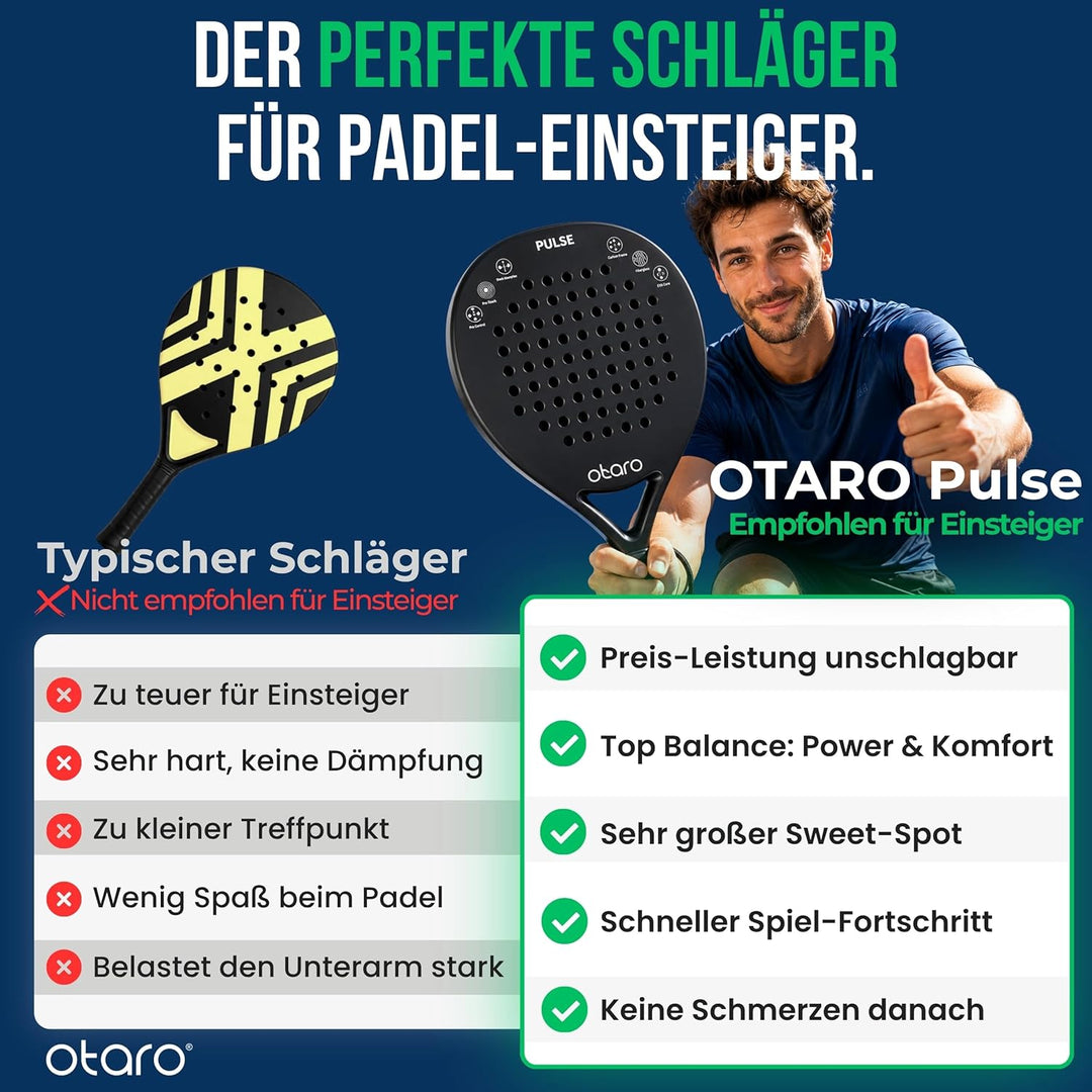 OTARO Padelschläger für Anfänger & Fortgeschrittene | Ultraleicht & ausbalanciert | Padel Schläger C
