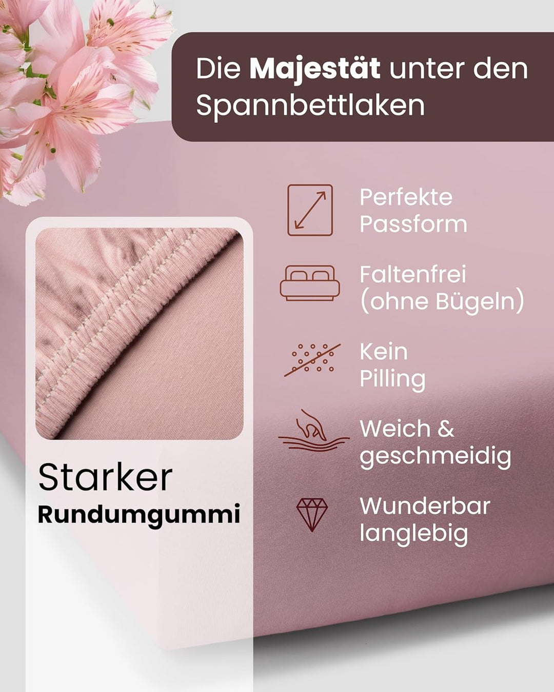 Spannbettlaken Bella Donna Jersey für Matratzen &amp; Wasserbett 140-160 x 200-220 cm in Fuchsia