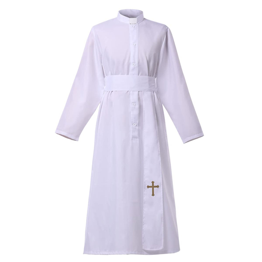 COSDREAMER Geistliche Soutane Klerus Robe Prediger Cassock Mens Lob Lob Anbetung Robe (Weiss, XL) We