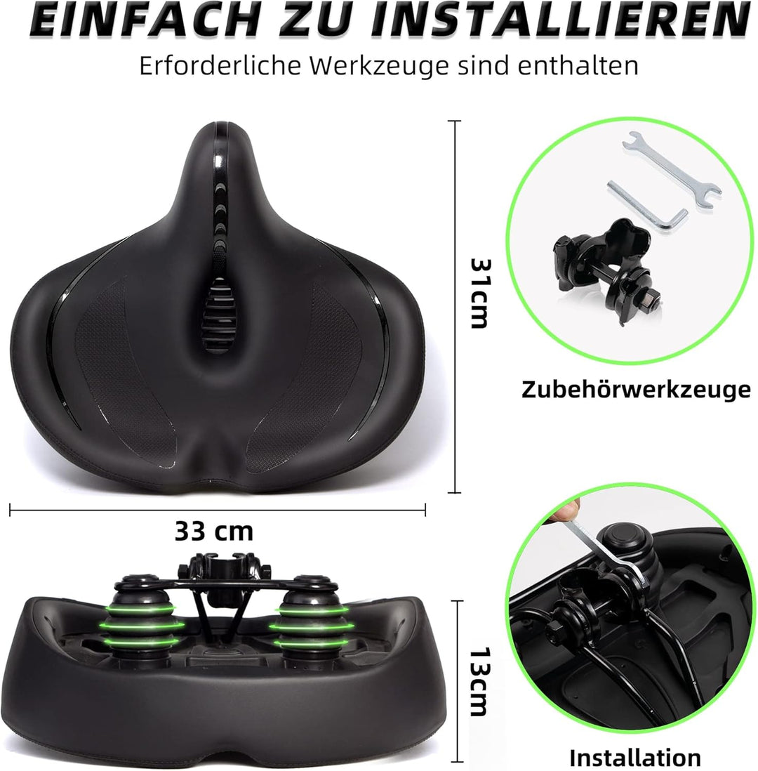 CDYWD Übergrosser Fahrradsattel Herren Damen - Bequem, Extra Breit, Weich Polster Fahrrad Sattel, At