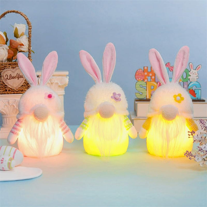 Osterdeko Beleuchtet Wichtel Figuren, 2 Stück Ostern Deko Hasen Wichtel Deko mit LED Licht, LED Oste