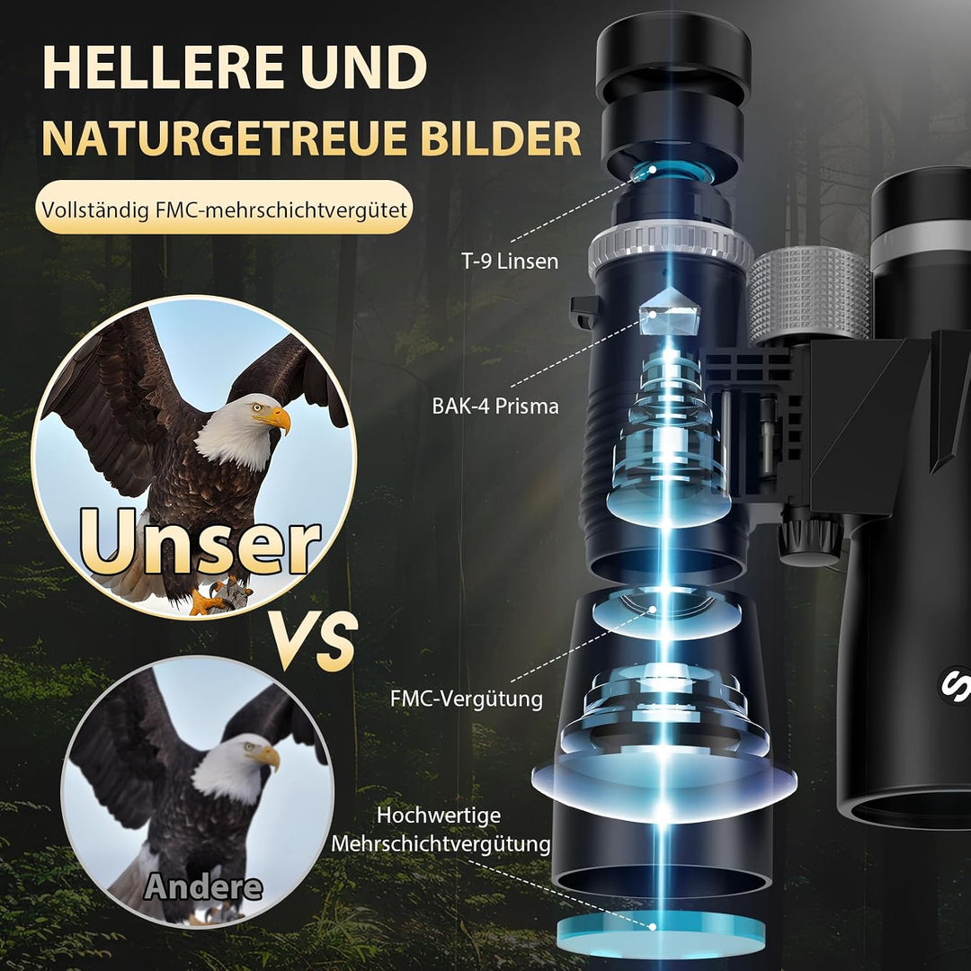 Sogries 15x52 Fernglas Erwachsene BAK4 FMC für Vogelbeobachtung Outdoor