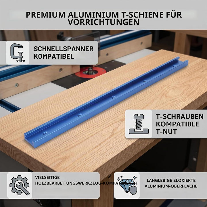 Fafeicy 2 Stück 800mm Gehrungsschienenlehre, blaue Aluminium-T-Schienen-T-Schlitz-Gehrungsschienenle