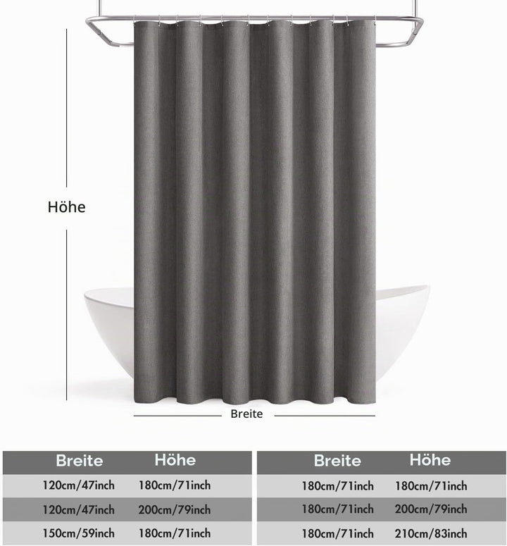 MIULEE Leinen Texturiert Duschvorhang 120x180 cm grau, Schwerer Hotel Luxus Polyester Wasserdicht Du